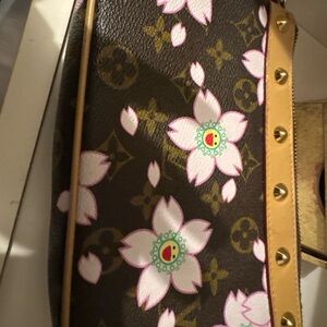 Louis Vuitton Floral Clutch with Pink and Brown Tones